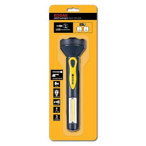[7076] Kodak LED Flashlight Rechargeable Work 120 USB